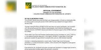 Stolen Or Misappropriated? UP CMC Foundation Admits PHP4.4 Million Missing